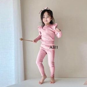Bộ quần áo trẻ em xinh xắn QATE381 Đồ bộ quần áo dài tay bé gái chất len tăm TB379