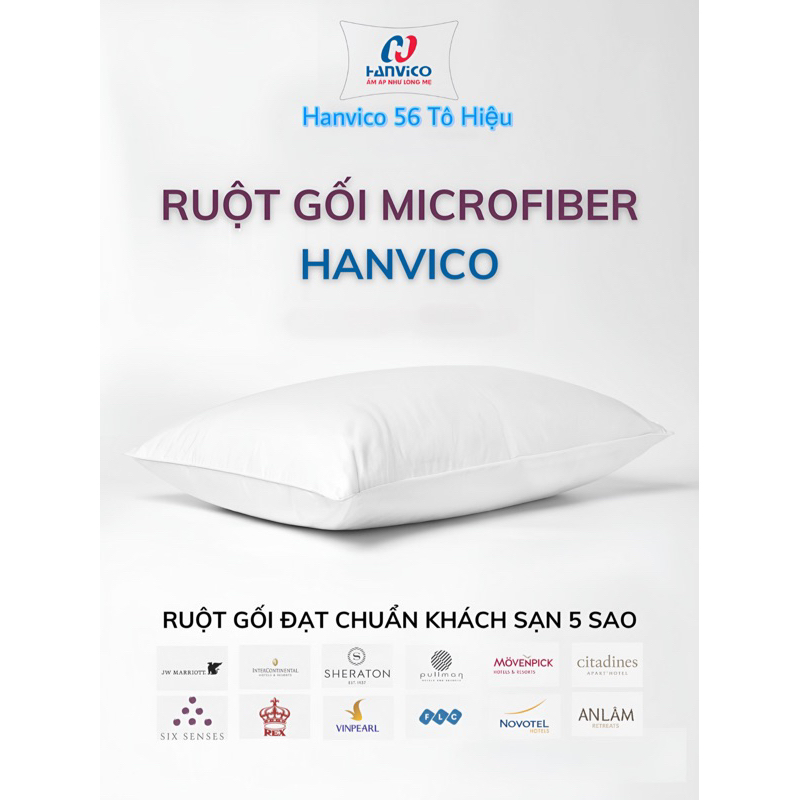 Ruột lông gối vũ nhân tạo Hanvico Microfiber cao cấp tiêu chuẩn khách sạn