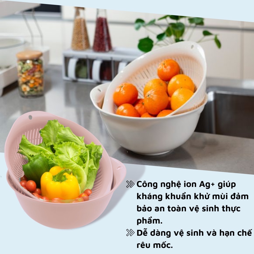 BỘ THAU RỔ NHỰA CAO CẤP Yoko Inochi nhựa an toàn, chắc chắn, gọn gàng, Loại 23cm/30cm/35cm