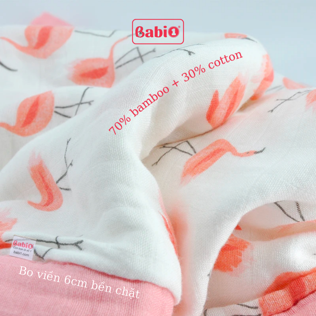 Chăn Sợi Tre BABIONE Khăn Sợi Tre Cho Bé Đa Năng Bo Viền 4 Lớp Kháng Khuẩn Mềm Mại Thấm Hút Tốt