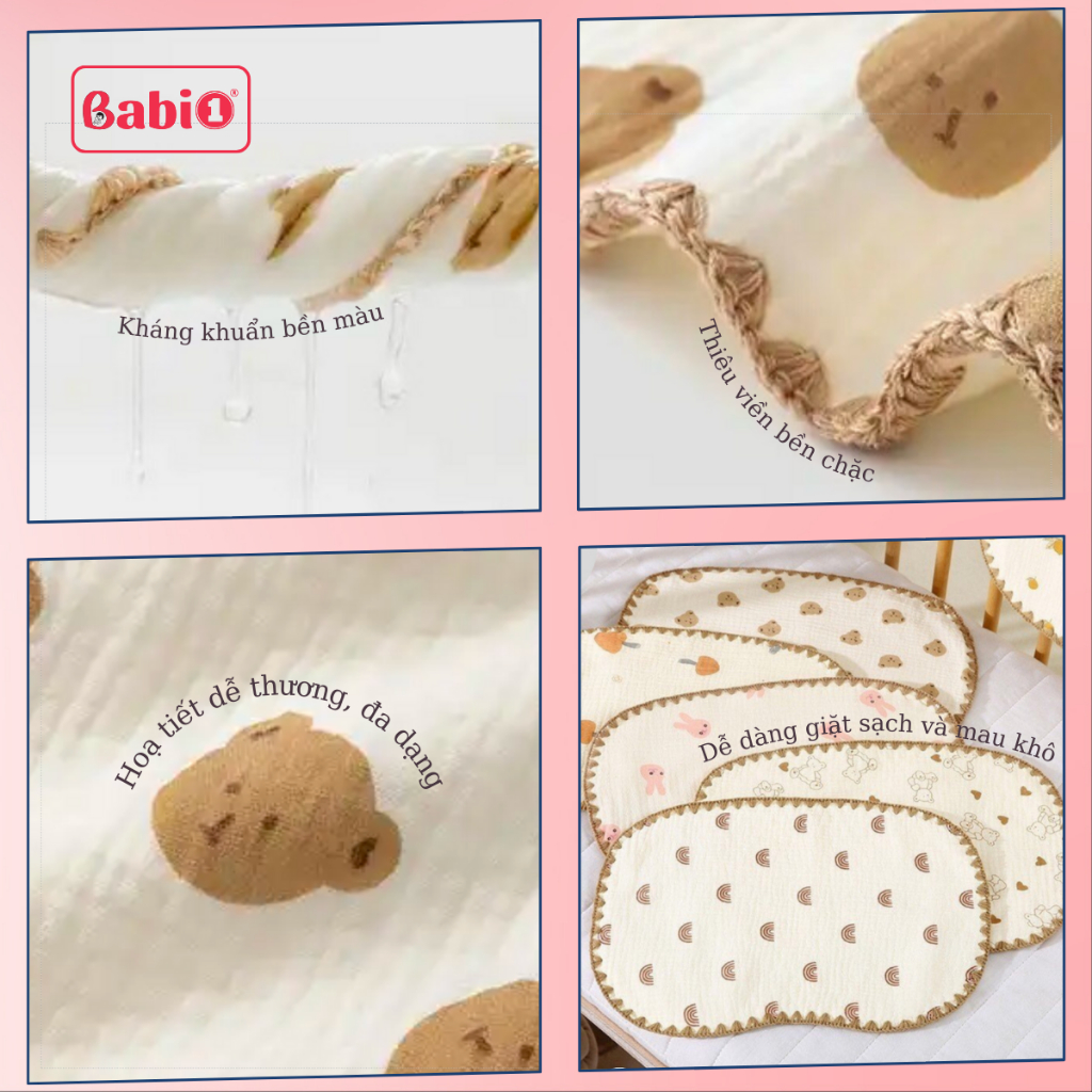 Gối Xô Sơ Sinh BABIONE Gối Cho Bé Sơ Sinh Từ 0 Đến 3 Tuổi Sợi Tre Muslin 10 Lớp Siêu Mềm Mịn