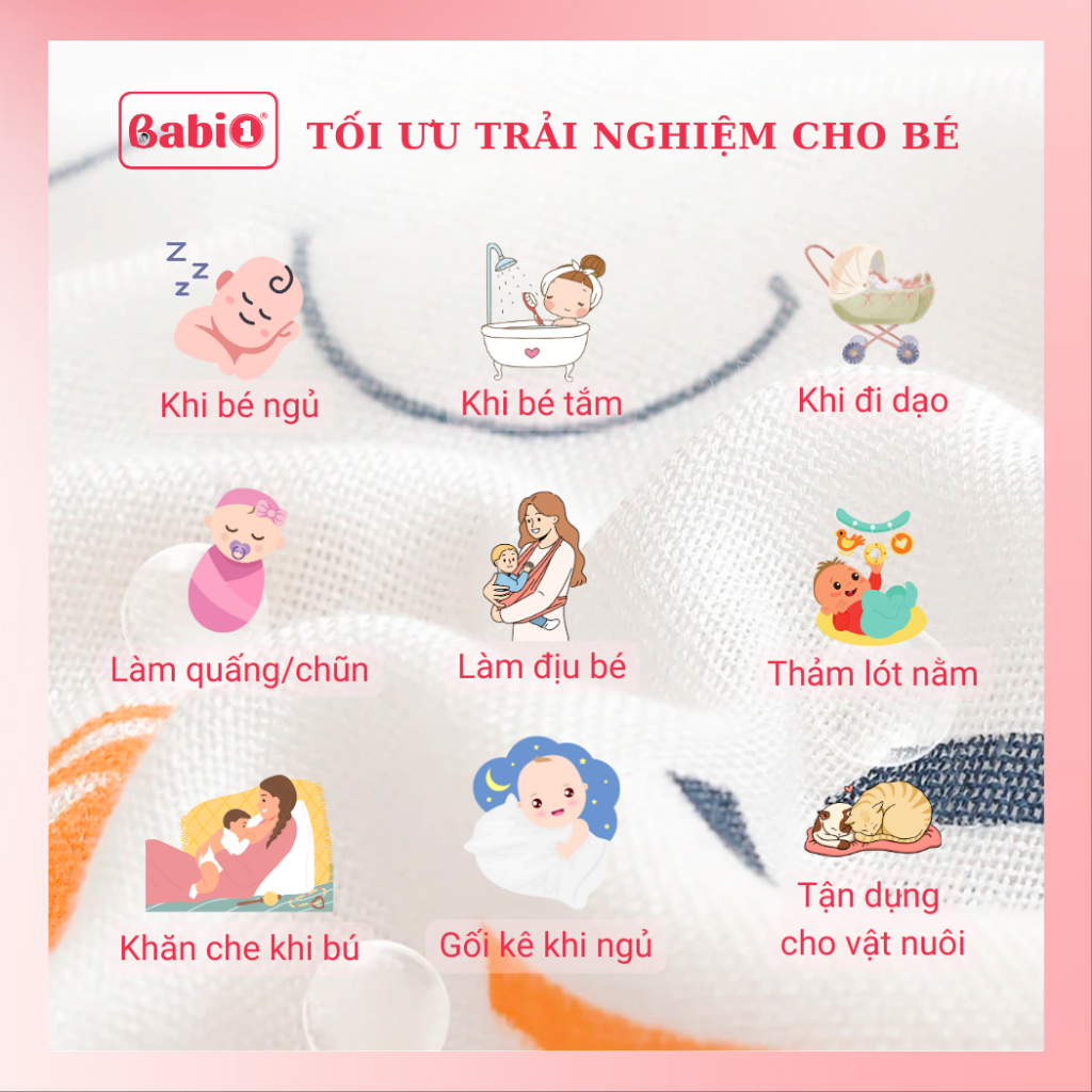 Chăn Sợi Tre BABIONE Khăn Sợi Tre Cho Bé Đa Năng Bo Viền 4 Lớp Kháng Khuẩn Mềm Mại Thấm Hút Tốt