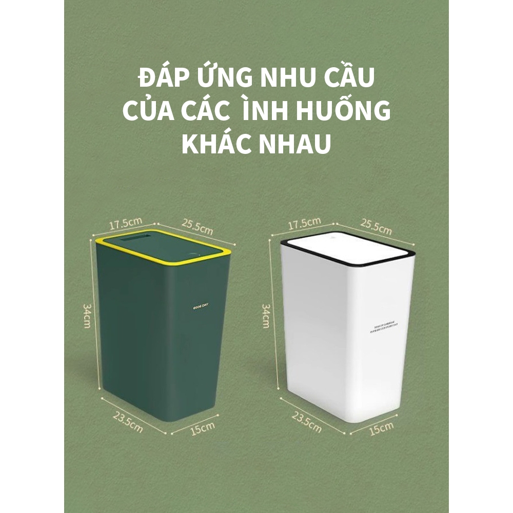 ICON Thùng rác có nắp chống thấm nước khử mùi thiết kế bật lên bằng nút bấm thích hợp phòng khách, phòng tắm, nhà bếp