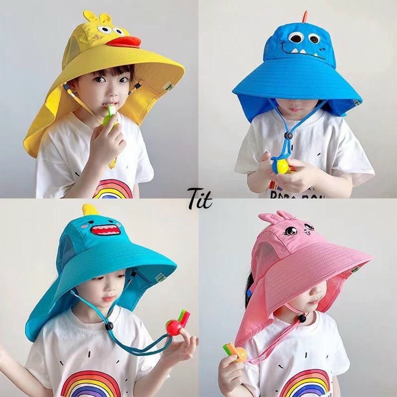 Mũ chống nắng cho bé trai bé gái mũ rộng vành siêu to cho bé 2 đến 8 tuổi