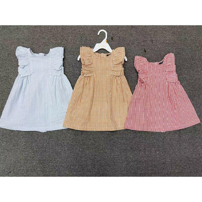 Váy Bé Gái Sơ Sinh Chất Đũi Mát Xuất Dư C1870 Kẻ Sọc 3 Màu Size 1-6M (3-7kg)