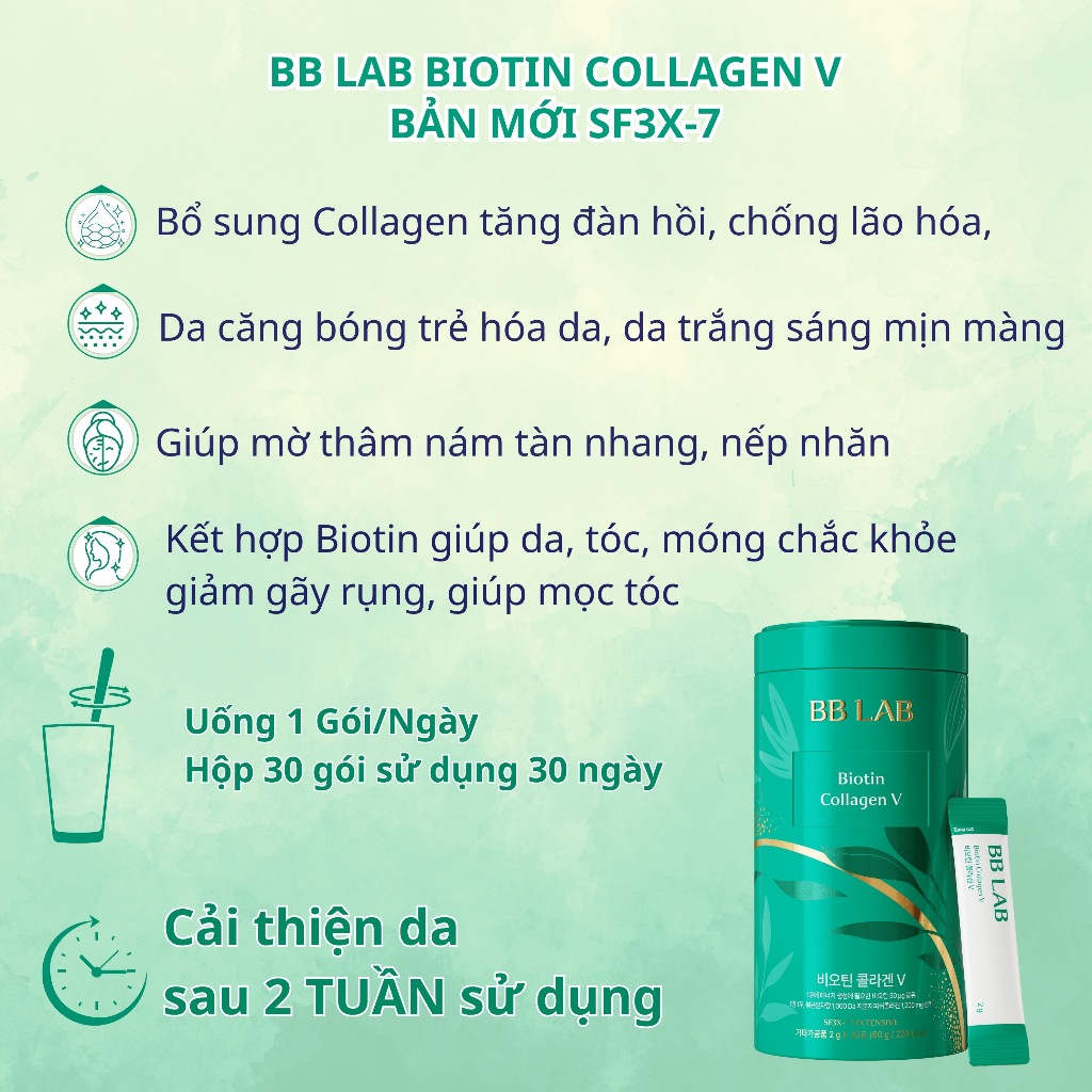 Ảnh Bột BB LAB Biotin Collagen V Chống Lão hóa, Giảm Nếp Nhăn, Da Và Tóc Chắc Khỏe Giảm Gãy Rụng, Mọc Tóc Hộp 30 Gói/Hộp 4
