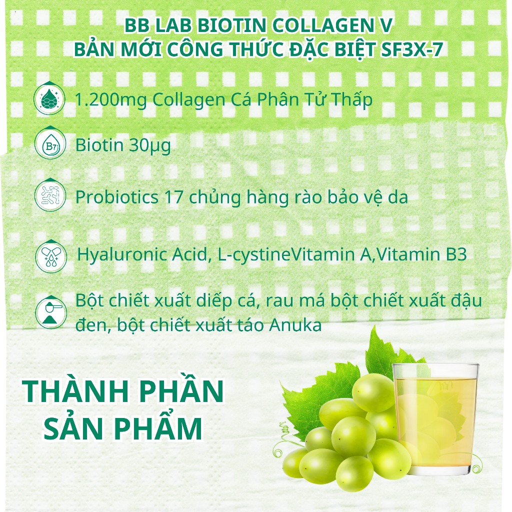 Ảnh Bột BB LAB Biotin Collagen V Chống Lão hóa, Giảm Nếp Nhăn, Da Và Tóc Chắc Khỏe Giảm Gãy Rụng, Mọc Tóc Hộp 30 Gói/Hộp 3