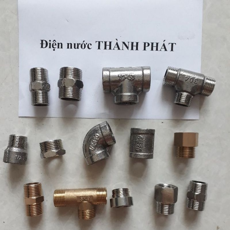 kép đồng, nơ đồng,Đầu nối ren trong ngoài inox,kép inox,nơ inox 21,27 ...