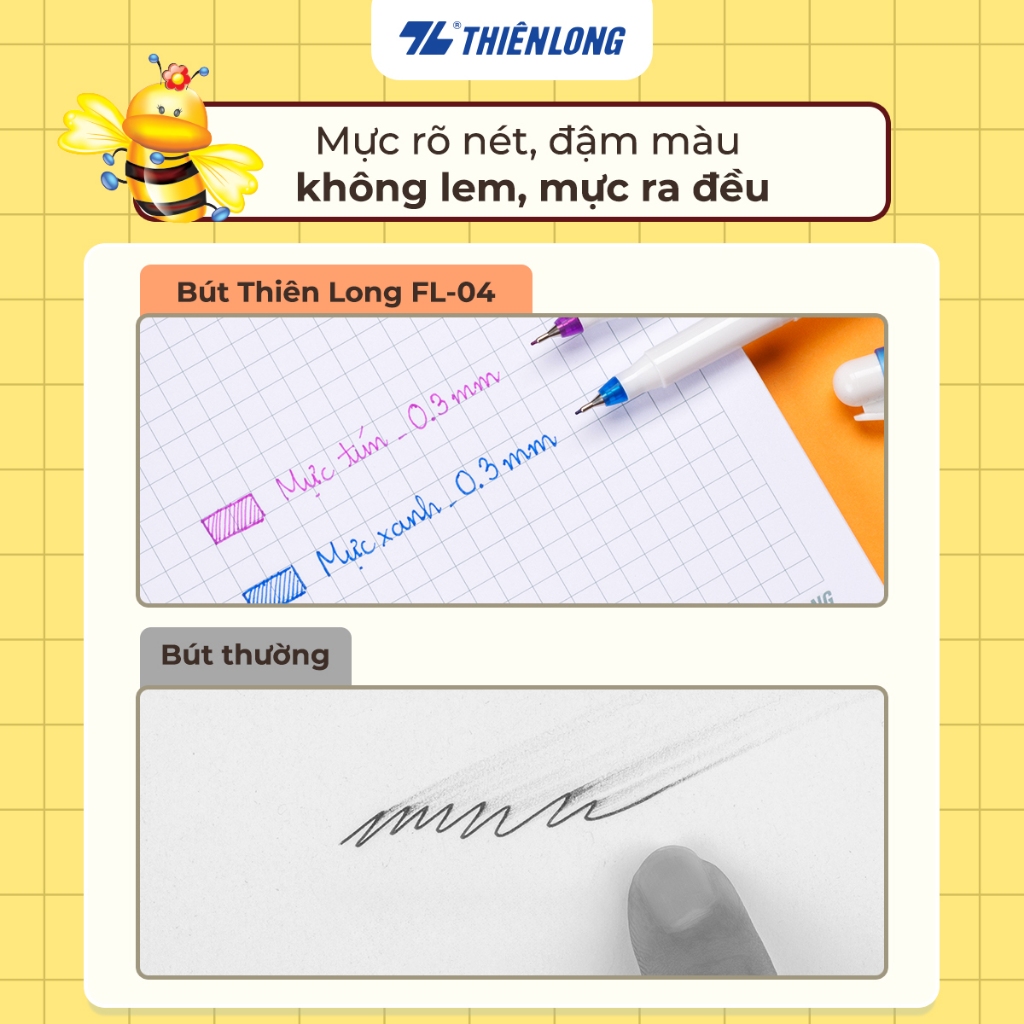 Combo 5/10/20 Bút lông kim Beebee Thiên Long FL-04, bút học sinh mực tím, mực xanh, đầu bút cao cấp, nét viết êm trơn | BigBuy360 - bigbuy360.vn