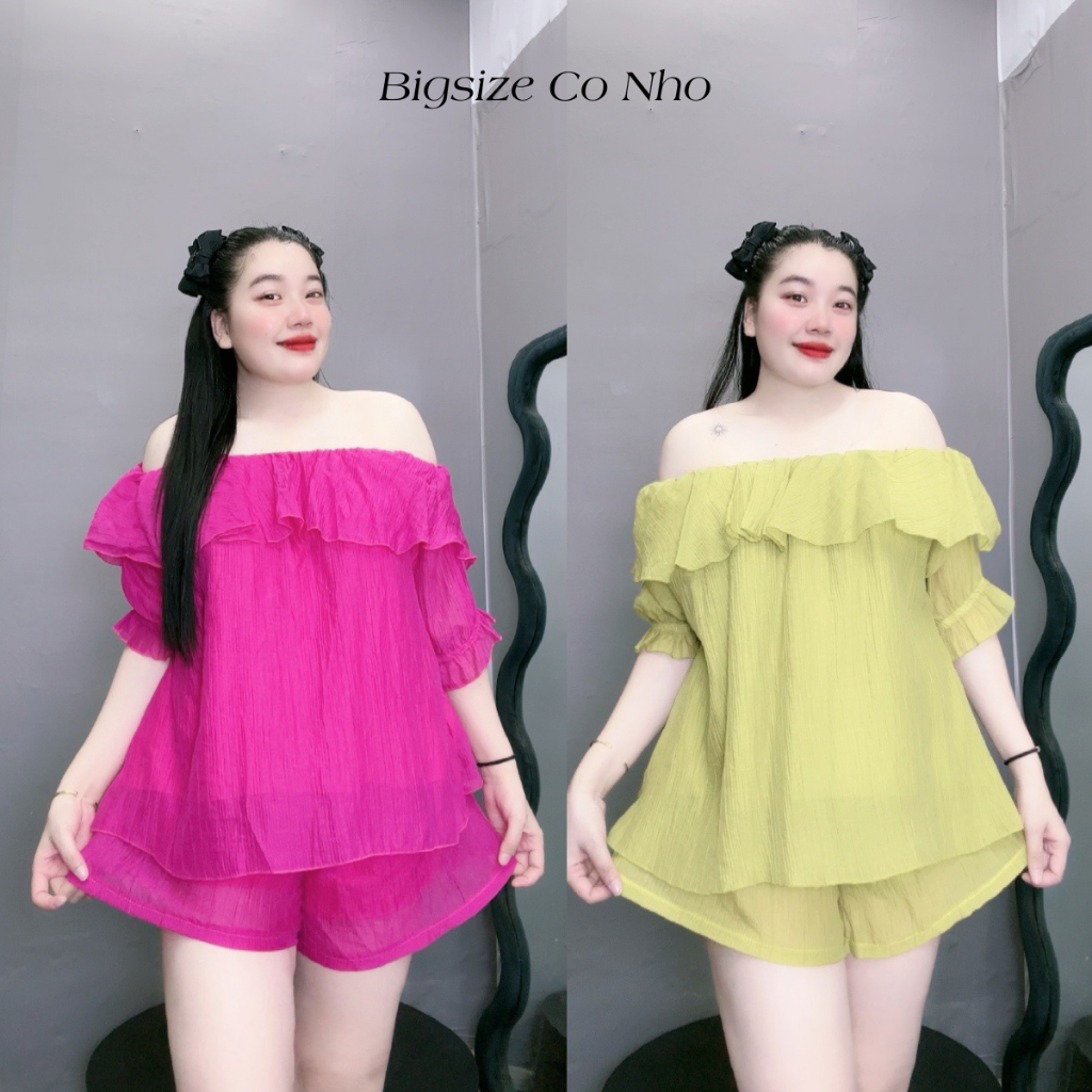 Set Áo Trễ Vai Bigsize Nữ Kèm Quần Đùi Có Túi Vải Đũi Tơ Cao Cấp Có Lót Vải Thun Mềm Mát SET820