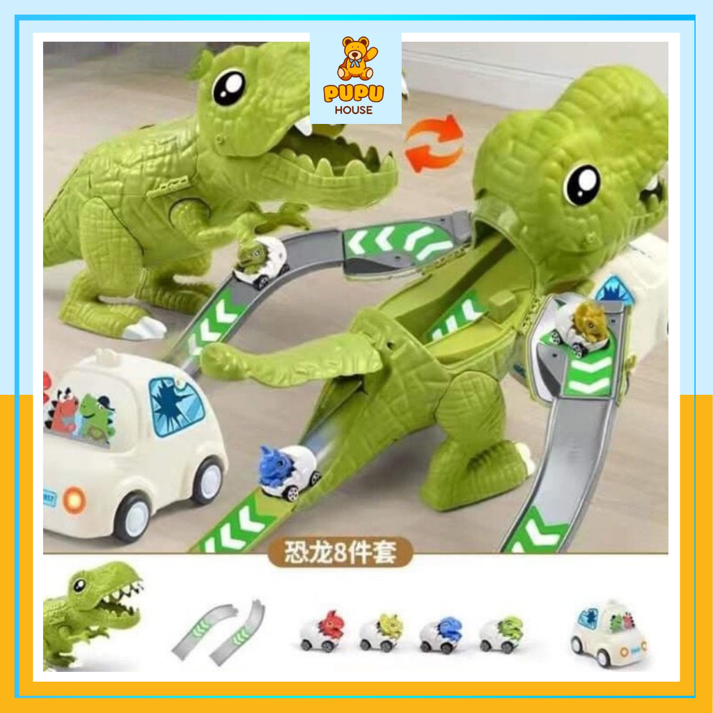 Khủng Long Ôm Xe Khủng Long Đồ Chơi Đồ Chơi Bé Trai Mô Hình Khủng Long Có Cầu Trượt Khủng Long Bạo Chúa - PUPU HOUSE