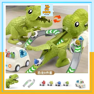 Khủng Long Ôm Xe Khủng Long Đồ Chơi Đồ Chơi Bé Trai Mô Hình Khủng Long Có Cầu Trượt Khủng Long Bạo Chúa - PUPU HOUSE
