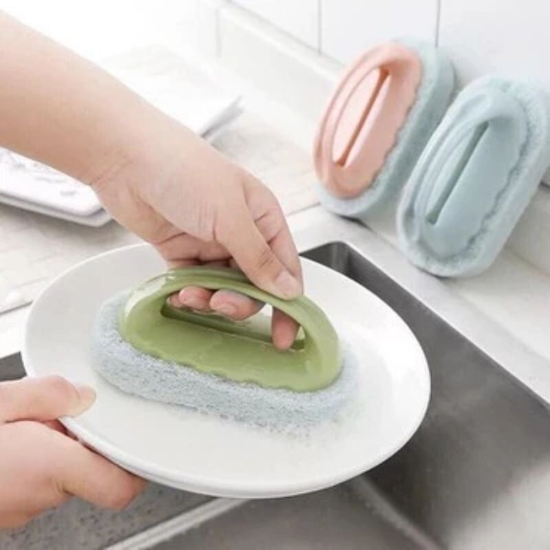 Bàn Chà Bọt Biển Có Tay Cầm Tiện Lợi, Vệ Sinh Tường, Sàn Nhà, Cọ Rửa Nồi