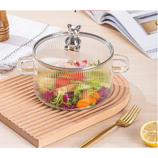 Nồi thủy tinh cao cấp chịu nhiệt độ cao với núm gấu