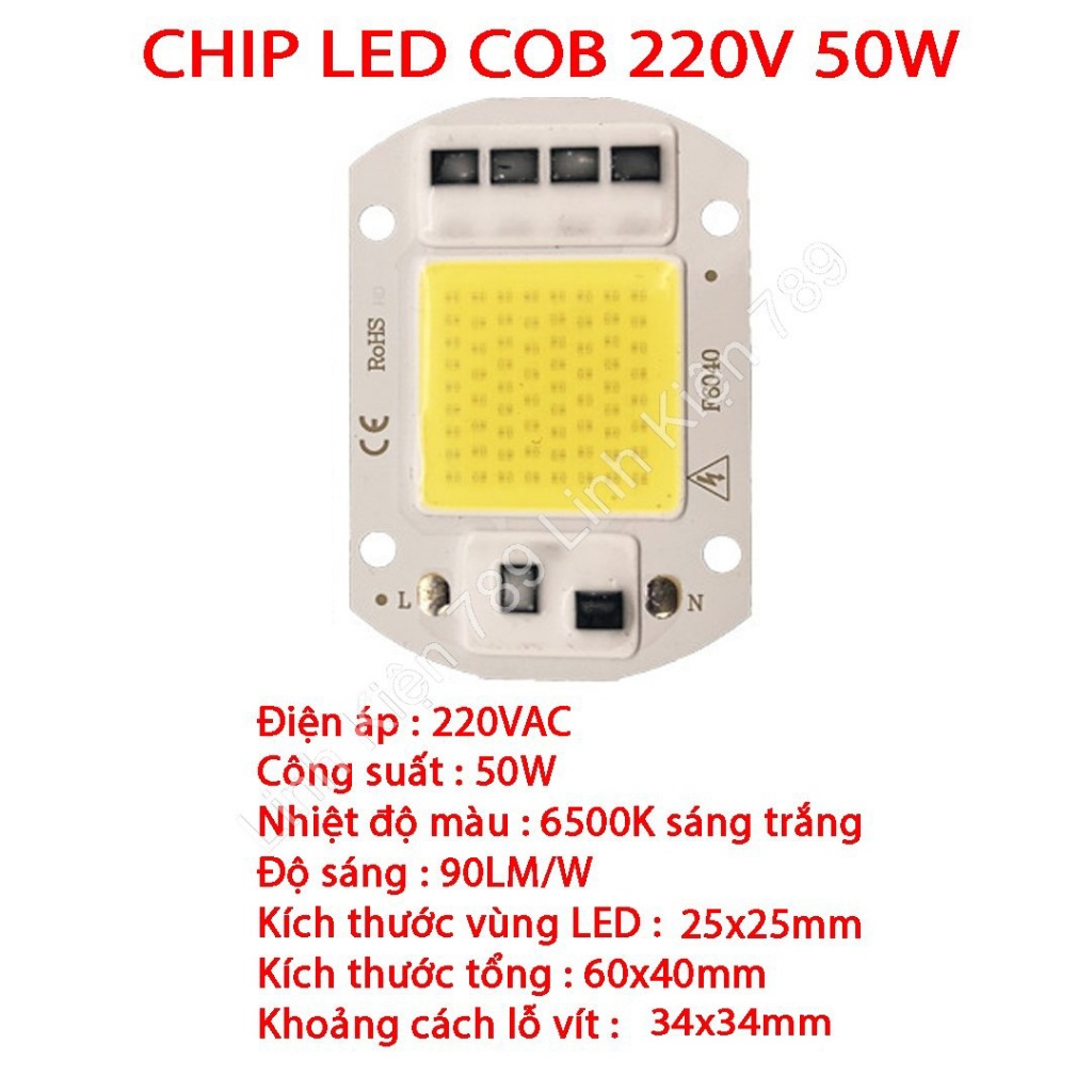 Chip LED COB 220V Chip LED 6040 Chip LED 5044 50W sáng trắng | Shopee ...