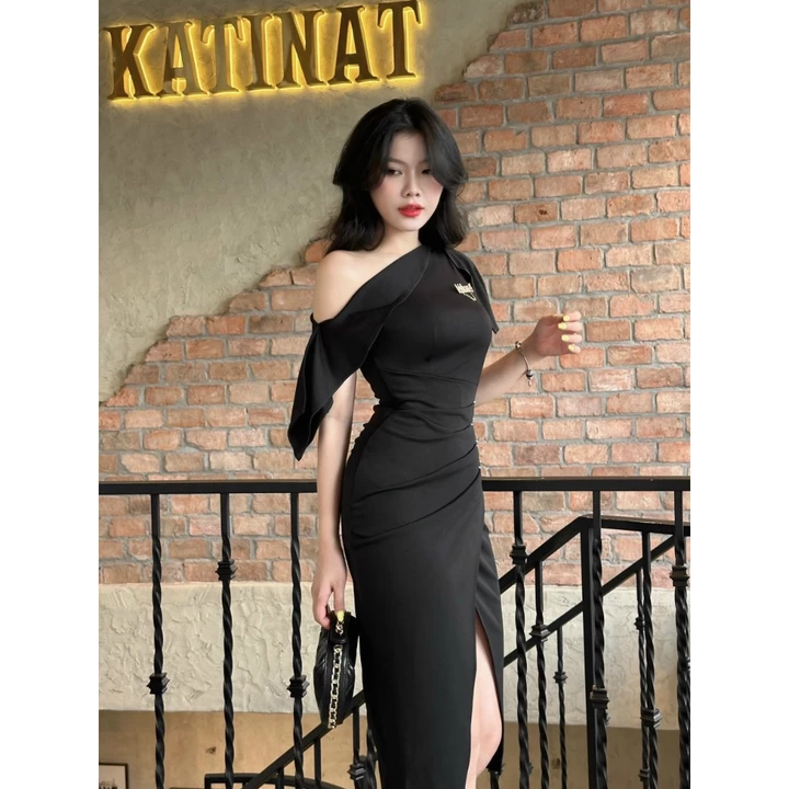 Đầm Body Lệch Vai Kèm Phụ Kiện Trẻ Trung, Váy Body Sexy Dạ Tiệc Thiết Kế Bigsize B44