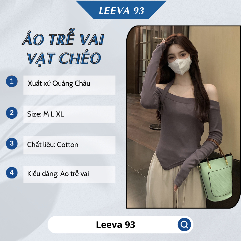Áo trễ vai vạt chéo dài tay phối dây yếm quyến rũ , Áo croptop nữ hở vai chất cotton co giãn - 1175