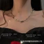 Vòng Cổ Choker Đính Đá Charm Đen Trắng Sang Trọng, Cá Tính Độc Đáo Phong Cách Thời Trang Hàn Quốc