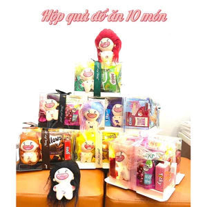 Set quà 10 món bánh kẹo( tặng gấu bông cung hoàng đạo+ đèn led)