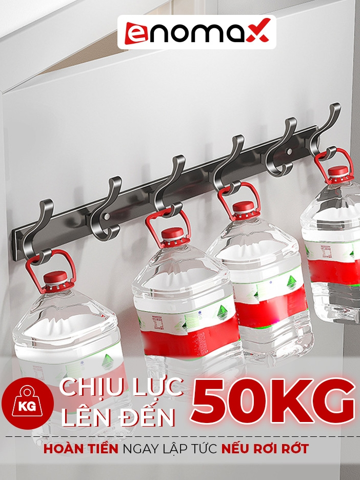 Ảnh Móc Treo Gắn Tường ENOMAX Siêu Chắc, Treo Đồ Đa Năng, Chất Liệu Thép Carbon, Chịu Lực 50kg,  Đi Kèm Keo Dán, Ốc Vít 4