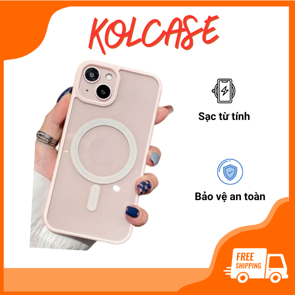 Ốp điện thoại viền màu KOLEAD P46 hỗ trợ sạc từ tính, chống va đập dành cho các dòng iphone 11 12 13 14 15 Pro Promax