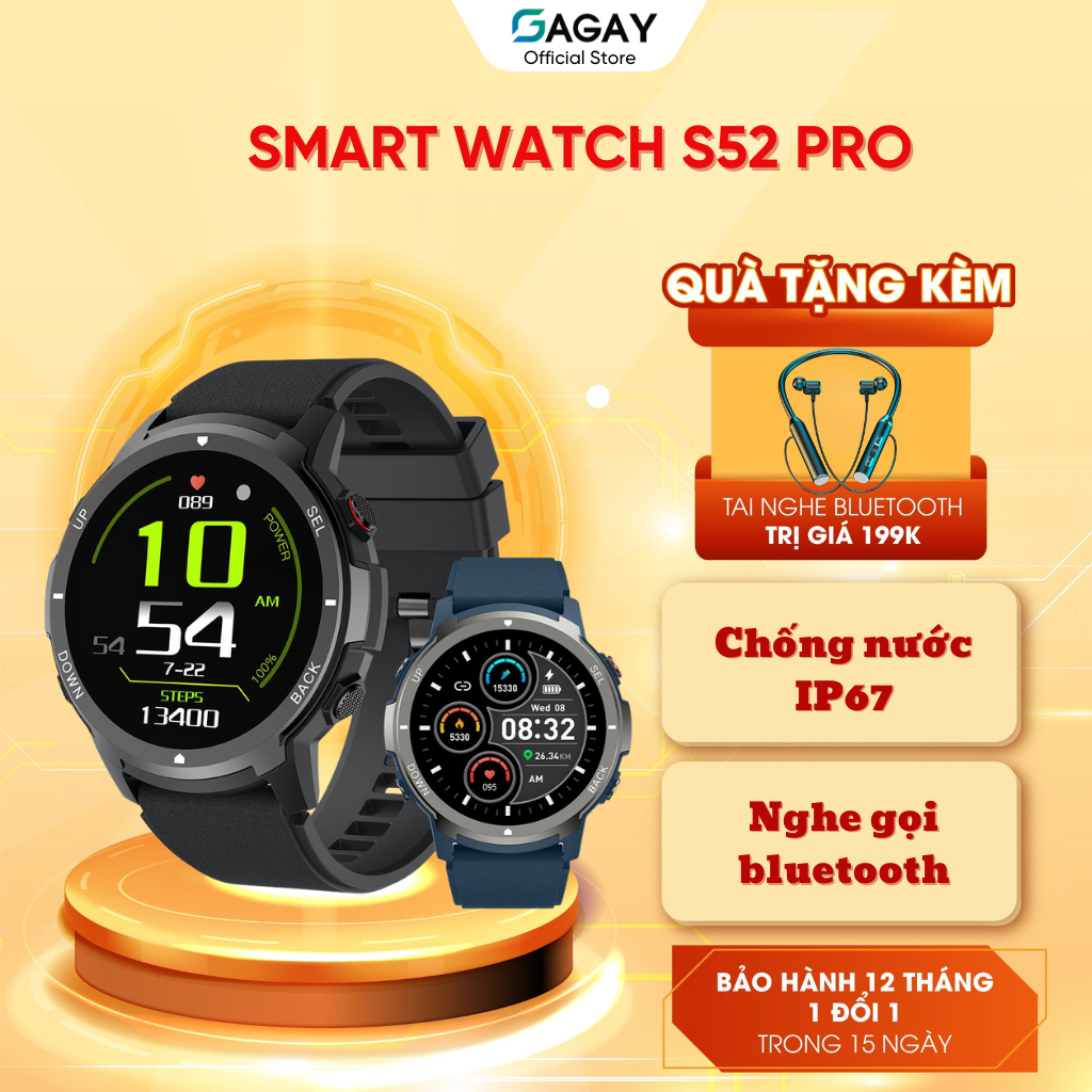 Đồng hồ thông minh Smart watch S52 Pro nghe gọi, Đồng hồ thể thao đo ...