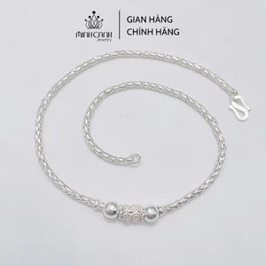 Dây Chuyền Bạc Trẻ Em 2 Bi Tròn MCJTE138 - Minh Canh Jewelry
