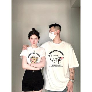 Áo Thun Đôi Nam Nữ Mặc Cùng Người Yêu, Cặp Áo Phông Đôi Chất Liệu Cotton In Dog Bubble Love dễ thương croptop nữ [A147]