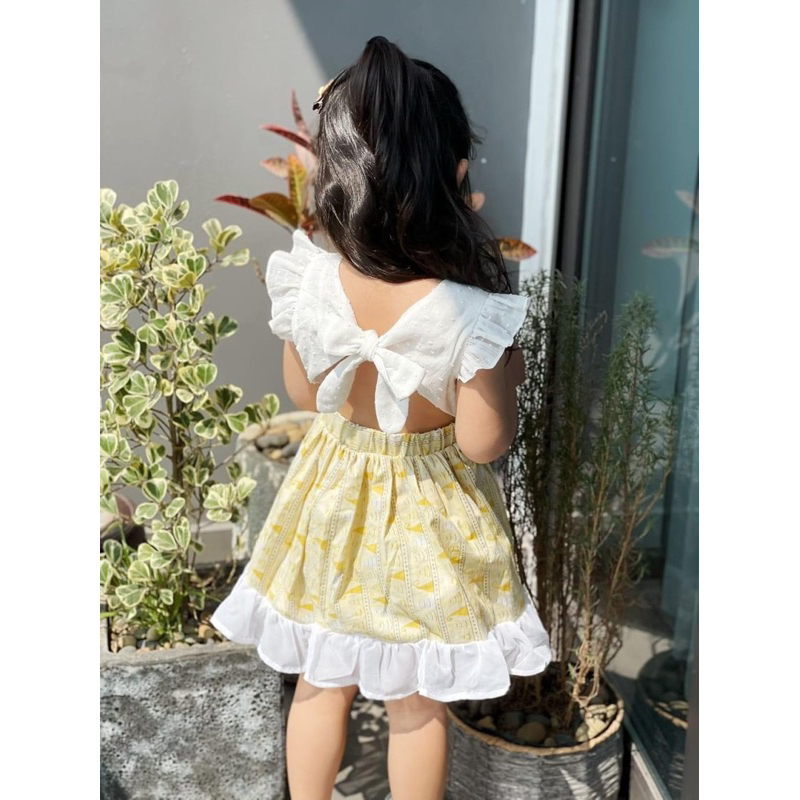 Đầm Bé Gái Thô Boi 2 Lớp Nơ Lưng Form Xinh LC752 Mặc Mát Size 9-12 Tháng (8-9kg)