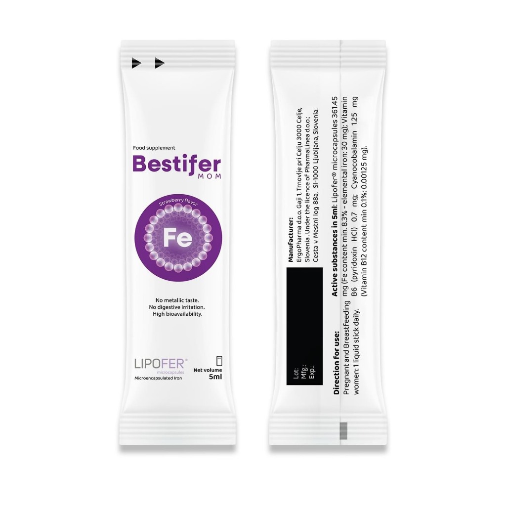 Combo 2 hộp sắt Bestifer Mom cho mẹ bầu sau sinh hỗ trợ giảm thiếu máu do thiếu sắt hộp 24 gói