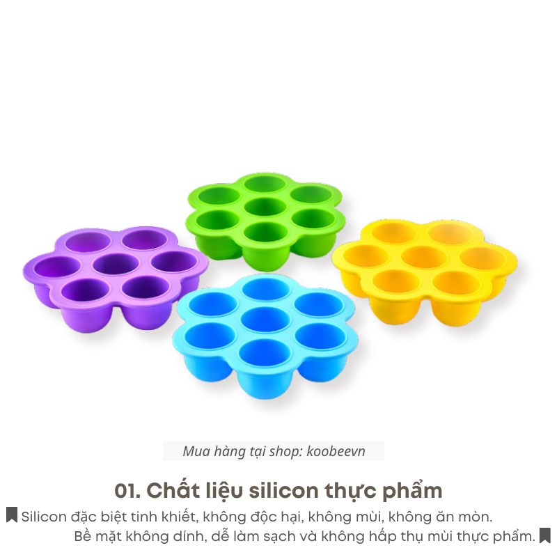 Khuôn Làm Kem Silicone 7 Que Có Nắp KOOBEE Đa Năng Khay Làm Đá, Nướng Bánh Tiện Dụng | 064