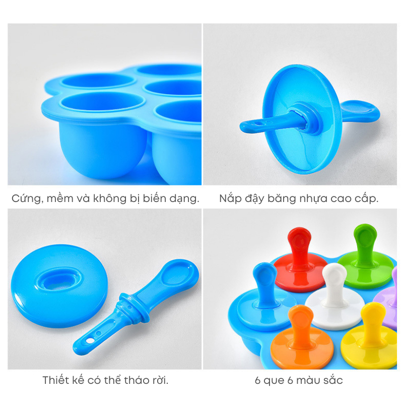 Khuôn Làm Kem Silicone 7 Que Có Nắp KOOBEE Đa Năng Khay Làm Đá, Nướng Bánh Tiện Dụng | 064