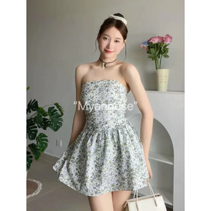 Đầm ống- Đầm cúp ngực dáng xoè hoạ tiết hoa GAGA DRESS