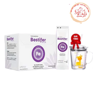 BESTIFER Mom - SẮT hướng đích đầu tiên cho mẹ bầu và sau sinh hỗ trợ giảm thiếu máu do thiếu sắt không tanh hộp 24 gói