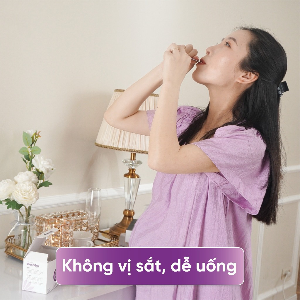 Sắt nước Bestifer Mom cho mẹ bầu và sau sinh hỗ trợ giảm thiếu máu do thiếu sắt hộp 24 gói + quà