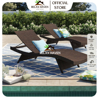 Giường Bể Bơi mây nhựa Cao Cấp Relax Haven - Trang Trí sân vườn khu nghỉ dưỡng khách sạn, dùng Tắm Nắng, Thư Giãn/HCM
