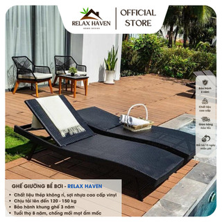 Giường Bể Bơi mây nhựa Cao Cấp Relax Haven - Trang Trí sân vườn khu nghỉ dưỡng khách sạn, dùng Tắm Nắng, Thư Giãn/HCM