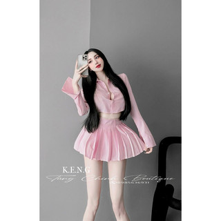 SET ÁO SƠ MI CHÂN VÁY XẾP LY CHUẨN ẢNH THẬT SHOP CHỤP Ở CUỐI
