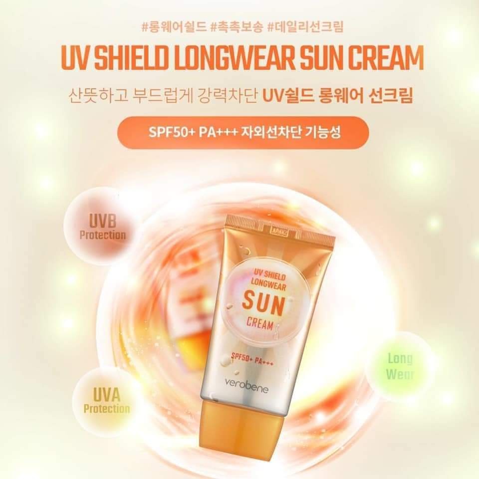 Kem chống nắng Verobene UV Shield Longwear Sun Cream 40ml và Kem chống nắng Hàn Quốc Verobene Aqua Sun Cream 70ml