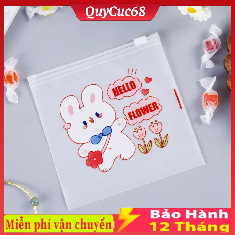 Túi zip nhỏ cute nhiều nhân vật hoạt hình, túi mini lụa mờ có khóa kéo ...
