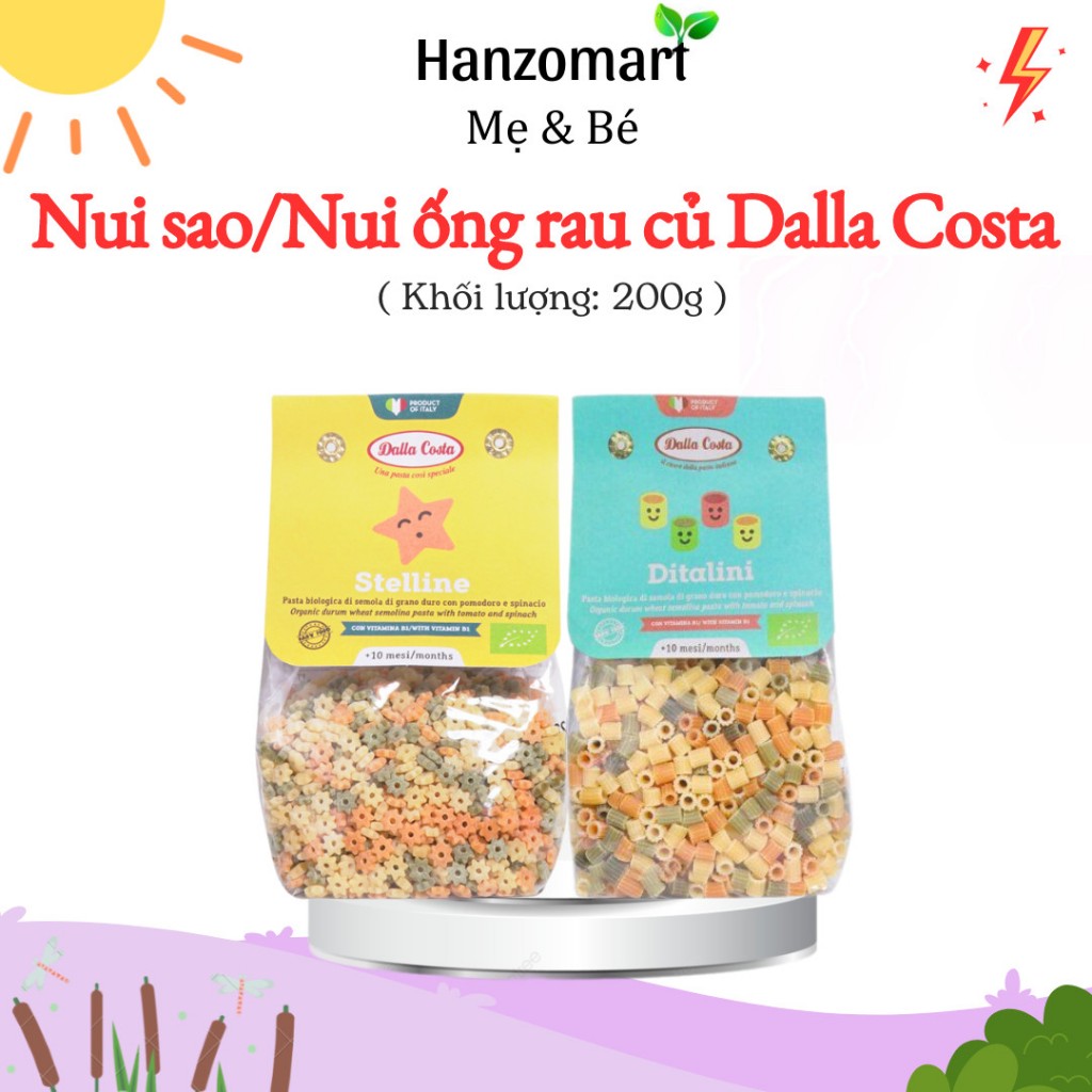 Nui hữu cơ cho bé ăn dặm sao rau củ / Nui ống rau củ hữu cơ 200gr - hanzomart