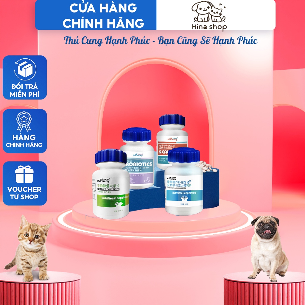 Vitamin cho chó mèoBorammy(canxi cho chó mèo,men tiêu hoá cho chó mèo ...