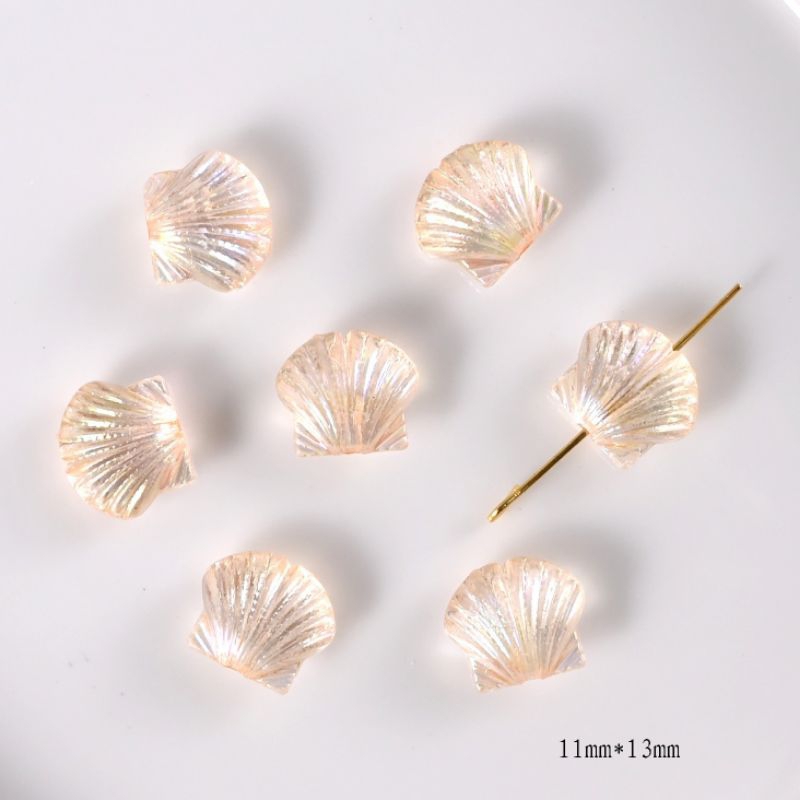 [SET 10 CHARM ] VỎ SÒ TRONG SUỐT NHIỀU MÀU SẮC TRANG TRÍ PHỤ KIỆN, D.I.Y