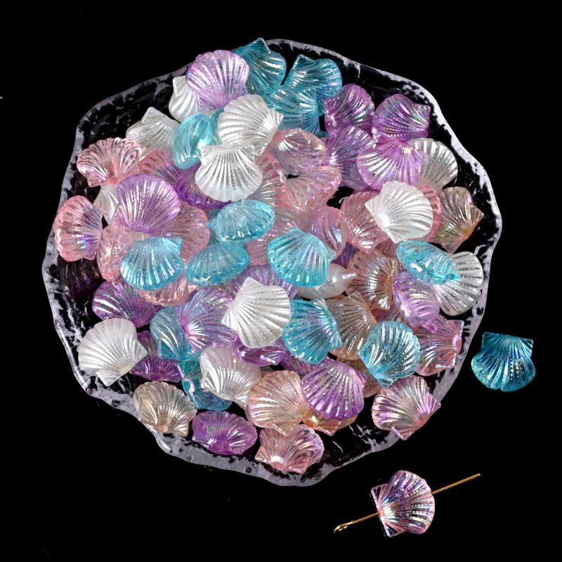[SET 10 CHARM ] VỎ SÒ TRONG SUỐT NHIỀU MÀU SẮC TRANG TRÍ PHỤ KIỆN, D.I.Y