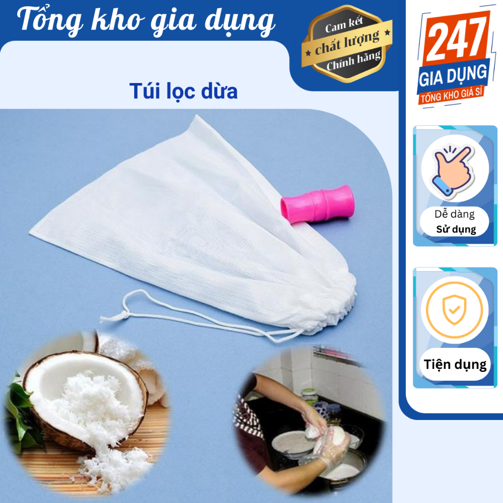 Túi lọc đa năng, lọc nước cốt dừa, rau má, lọc trà | Shopee Việt Nam