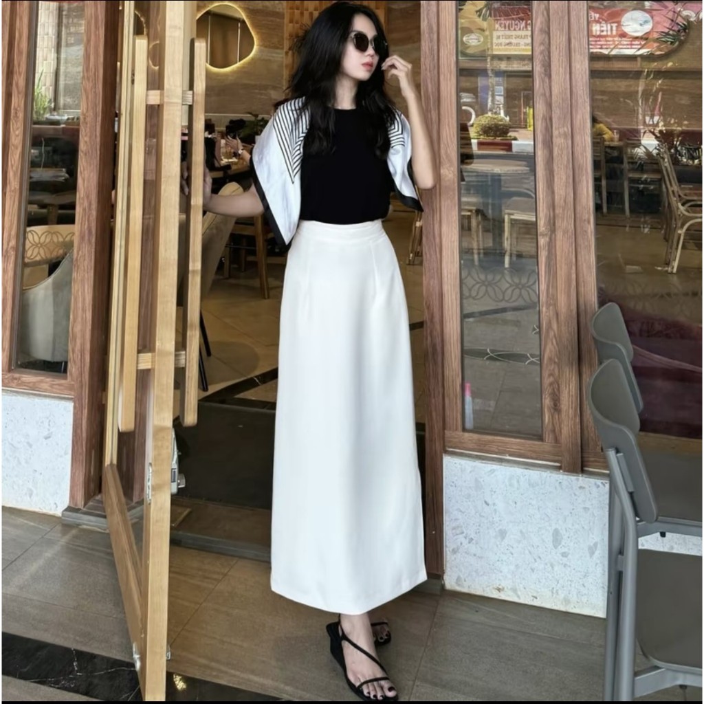 Chân Váy Chữ A Sông Dáng Dài Sẻ Bên 90cm_Thời Trang Công Sở Hè 2024_SHOPNGOCTRANG19