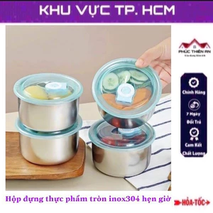 Hộp inox304 tròn đựng thực phẩm có nắp đậy kèm chức năng hẹn giờ tiện dụng, siêu bền