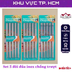 Set 5 đôi đũa inox chống trượt - siêu bền, tiện dụng