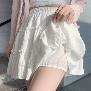 Chân váy xoè ngắn xếp ly ren tầng tennis nơ đen hồng trắng có quần trong chất đũi xốp VANISA CV024