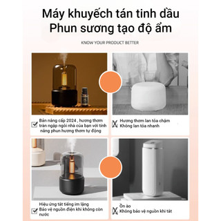 Máy Xông Tinh Dầu Cao Cấp phòng ngủ, phun sương tạo ẩm ngọn lửa FLAME，diện tích 30m2 Để Bàn USB Tạo Sương Ẩm Khử Mùi Nha